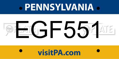 EGF551 Pennsylvania License Plate