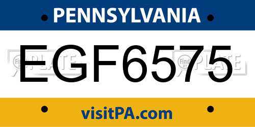 EGF6575 Pennsylvania License Plate