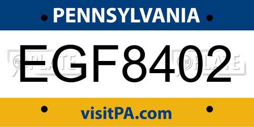 EGF8402 Pennsylvania License Plate