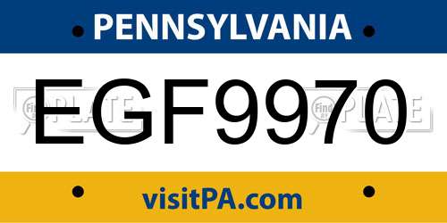 EGF9970 Pennsylvania License Plate