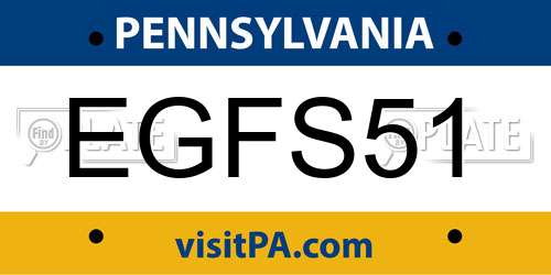 EGFS51 Pennsylvania License Plate