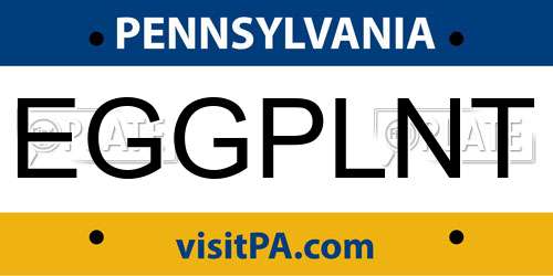 EGGPLNT Pennsylvania License Plate