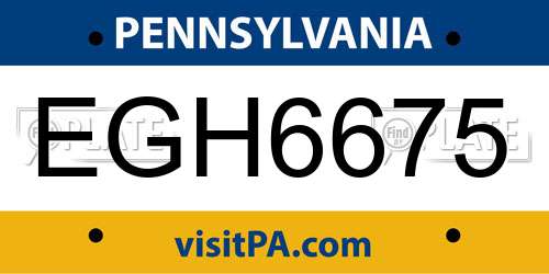 EGH6675 Pennsylvania License Plate