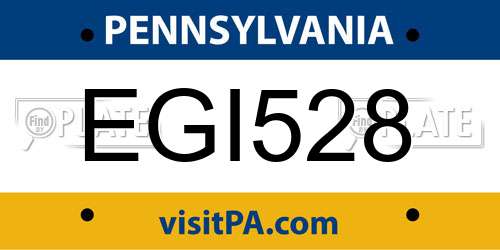 EGI528 Pennsylvania License Plate