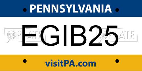 EGIB25 Pennsylvania License Plate