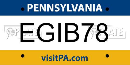 EGIB78 Pennsylvania License Plate