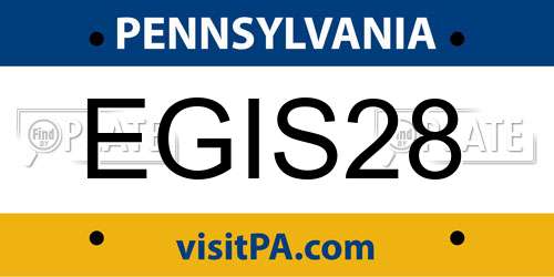 EGIS28 Pennsylvania License Plate