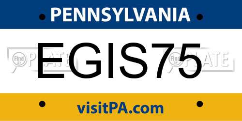 EGIS75 Pennsylvania License Plate
