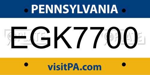 EGK7700 Pennsylvania License Plate