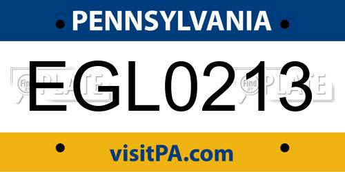 EGL0213 Pennsylvania License Plate