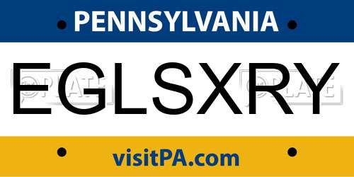EGLSXRY Pennsylvania License Plate