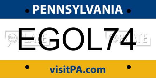EGOL74 Pennsylvania License Plate