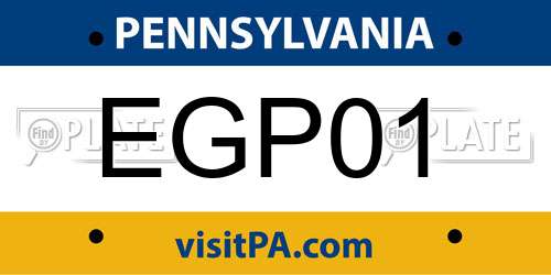 EGP01 Pennsylvania License Plate