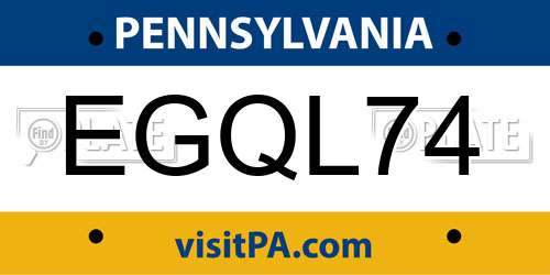 EGQL74 Pennsylvania License Plate