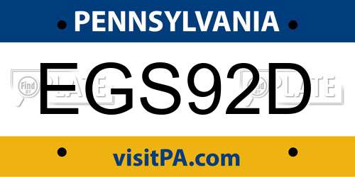 EGS92D Pennsylvania License Plate
