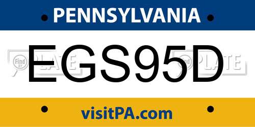 EGS95D Pennsylvania License Plate