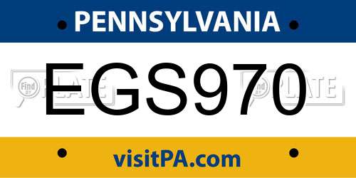 EGS970 Pennsylvania License Plate