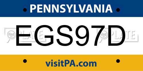 EGS97D Pennsylvania License Plate