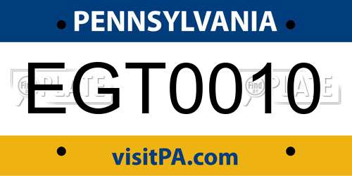 EGT0010 Pennsylvania License Plate