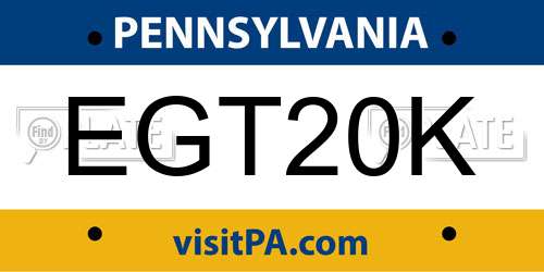 EGT20K Pennsylvania License Plate