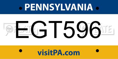 EGT596 Pennsylvania License Plate