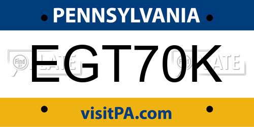 EGT70K Pennsylvania License Plate