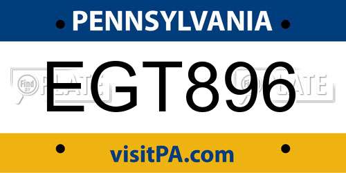 EGT896 Pennsylvania License Plate