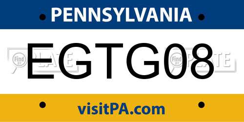 EGTG08 Pennsylvania License Plate