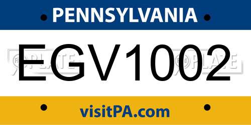 EGV1002 Pennsylvania License Plate