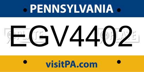 EGV4402 Pennsylvania License Plate