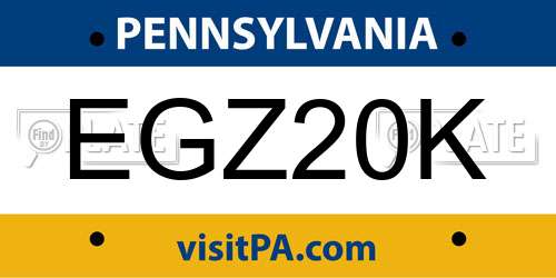 EGZ20K Pennsylvania License Plate