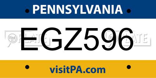 EGZ596 Pennsylvania License Plate