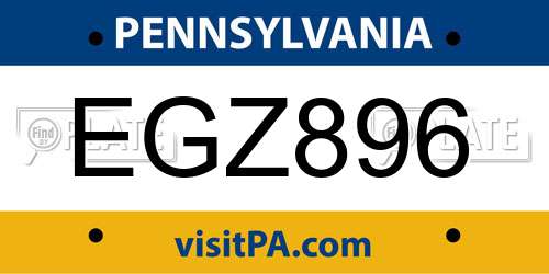 EGZ896 Pennsylvania License Plate