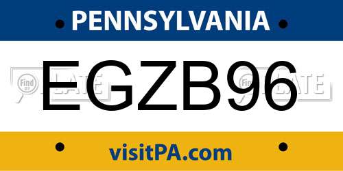 EGZB96 Pennsylvania License Plate