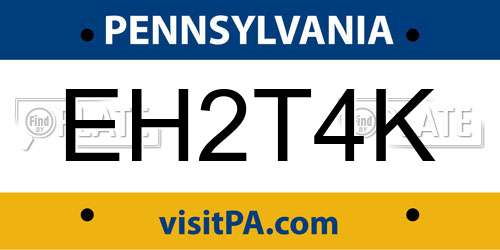 EH2T4K Pennsylvania License Plate