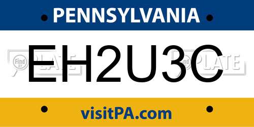 EH2U3C Pennsylvania License Plate