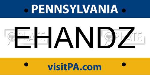 EHANDZ Pennsylvania License Plate