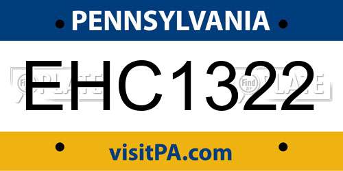 EHC1322 Pennsylvania License Plate