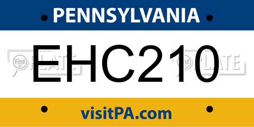 EHC210 Pennsylvania License Plate