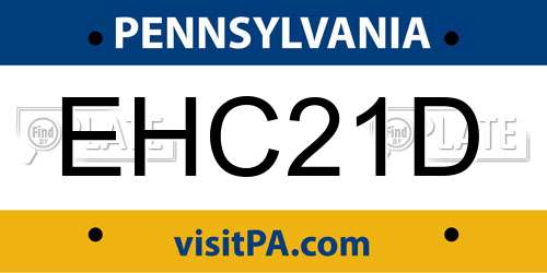 EHC21D Pennsylvania License Plate
