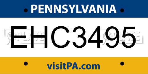 EHC3495 Pennsylvania License Plate