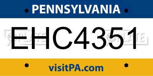 EHC4351 Pennsylvania License Plate