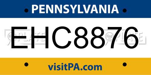 EHC8876 Pennsylvania License Plate