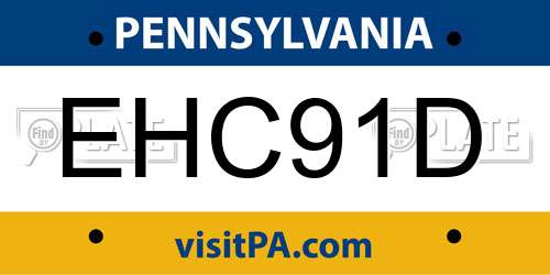 EHC91D Pennsylvania License Plate