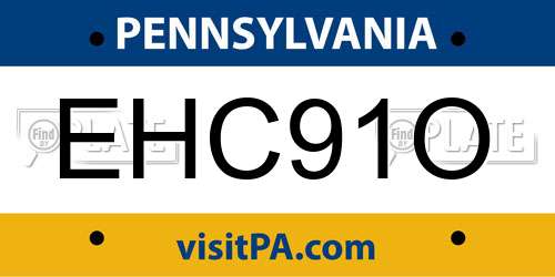 EHC91O Pennsylvania License Plate