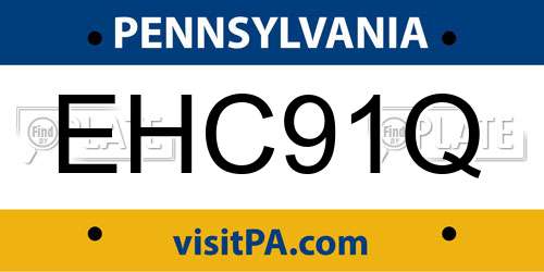 EHC91Q Pennsylvania License Plate