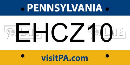 EHCZ10 Pennsylvania License Plate