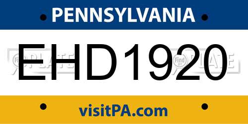 EHD1920 Pennsylvania License Plate