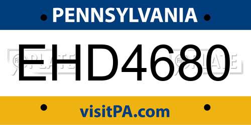 EHD4680 Pennsylvania License Plate