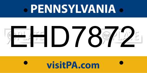 EHD7872 Pennsylvania License Plate